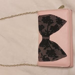 Betsey Johnson Pink Purse With Black Bow
